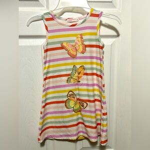 Girl’s Young Heart Dress - Striped Design with Butterflies - Size 6